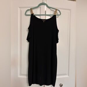 Black dress with gold chain detail